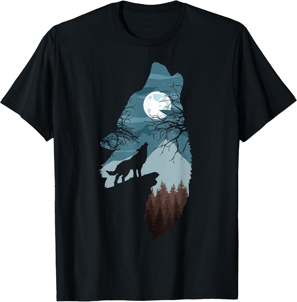 Colored Comic Full-Moon Howling Wolf