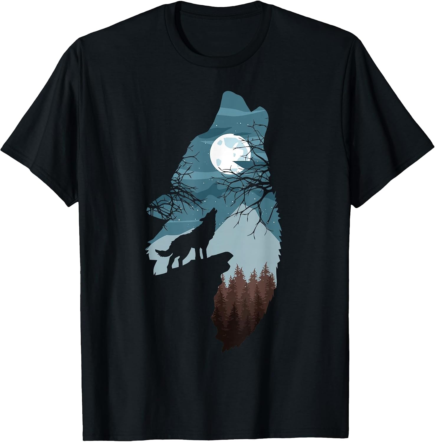 Colored Comic Full-Moon Howling Wolf