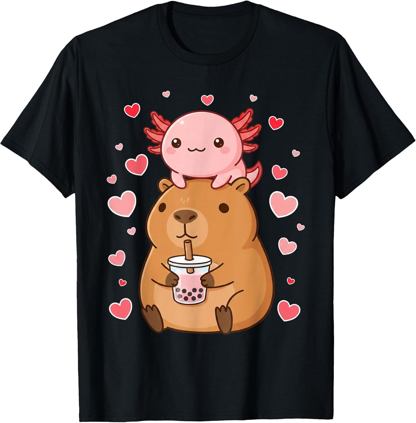 Cute Capybara Axolotl Valentine Tees