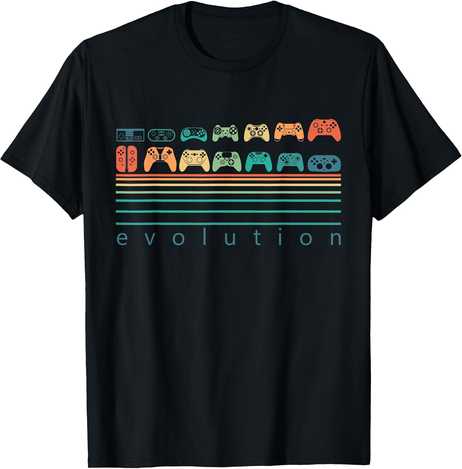 Video Game Controller Evolution 80s 90s Retro Gaming Gamer T-Shirt