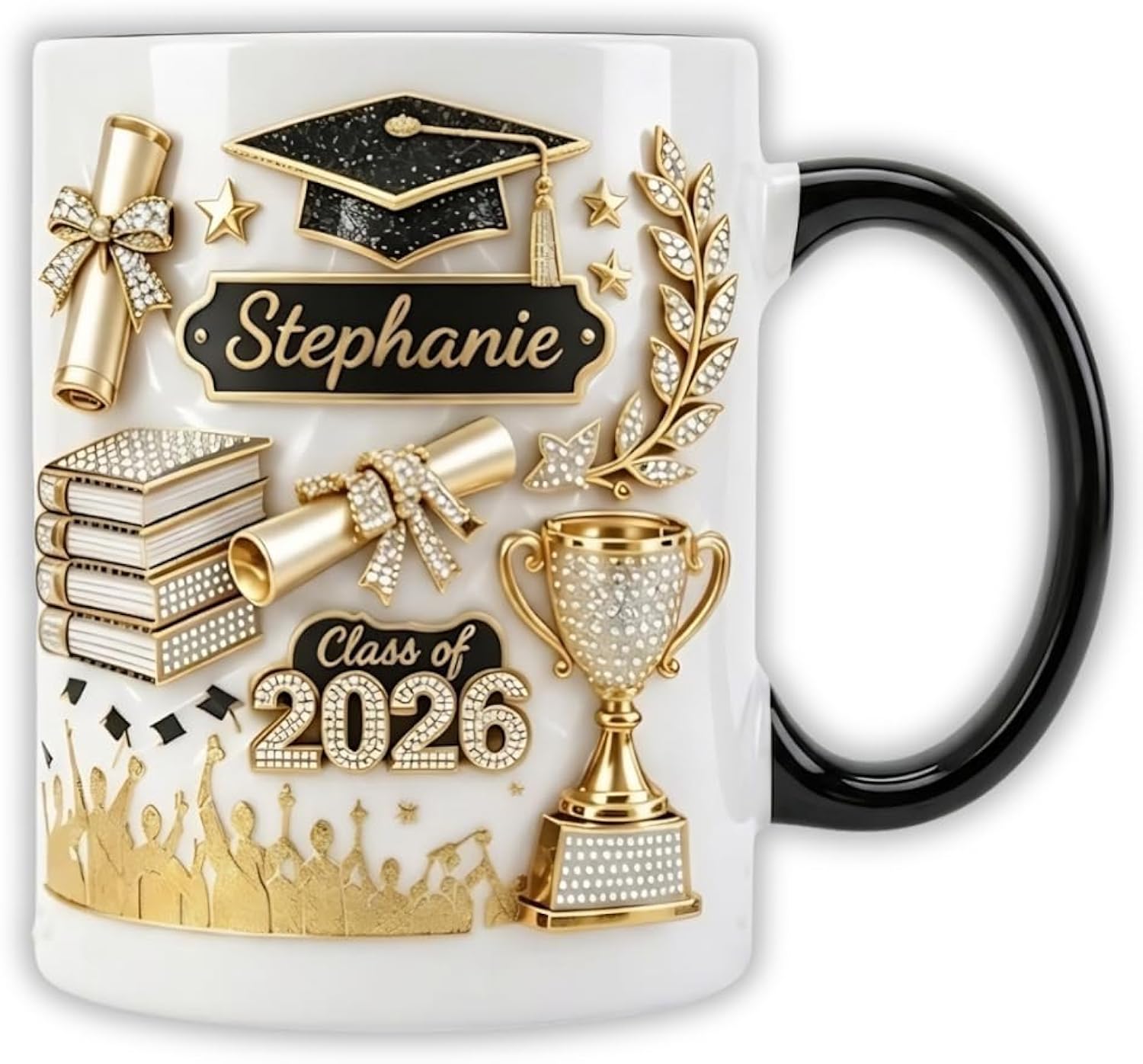 Class Of 2026 Personalized 3D Effect Graduation Mug, Custom Ceramic Mug for High School College Graduate, Graduation 3D Effect Coffee Mug 2026, Congrats Graduation Gift, Senior Gift (V3)