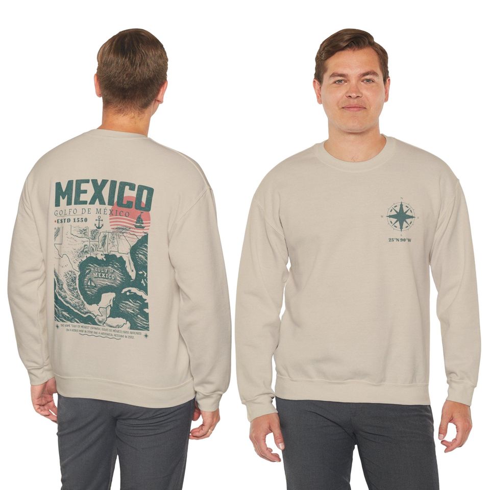 Gulf of Mexico Sweatshirt, Golfo de Mxico 1550 Retro Vintage Art