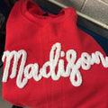 Customized Chenille Yarn Embroidered Sweatshirt with Team Name and Fuzzy Letter Details