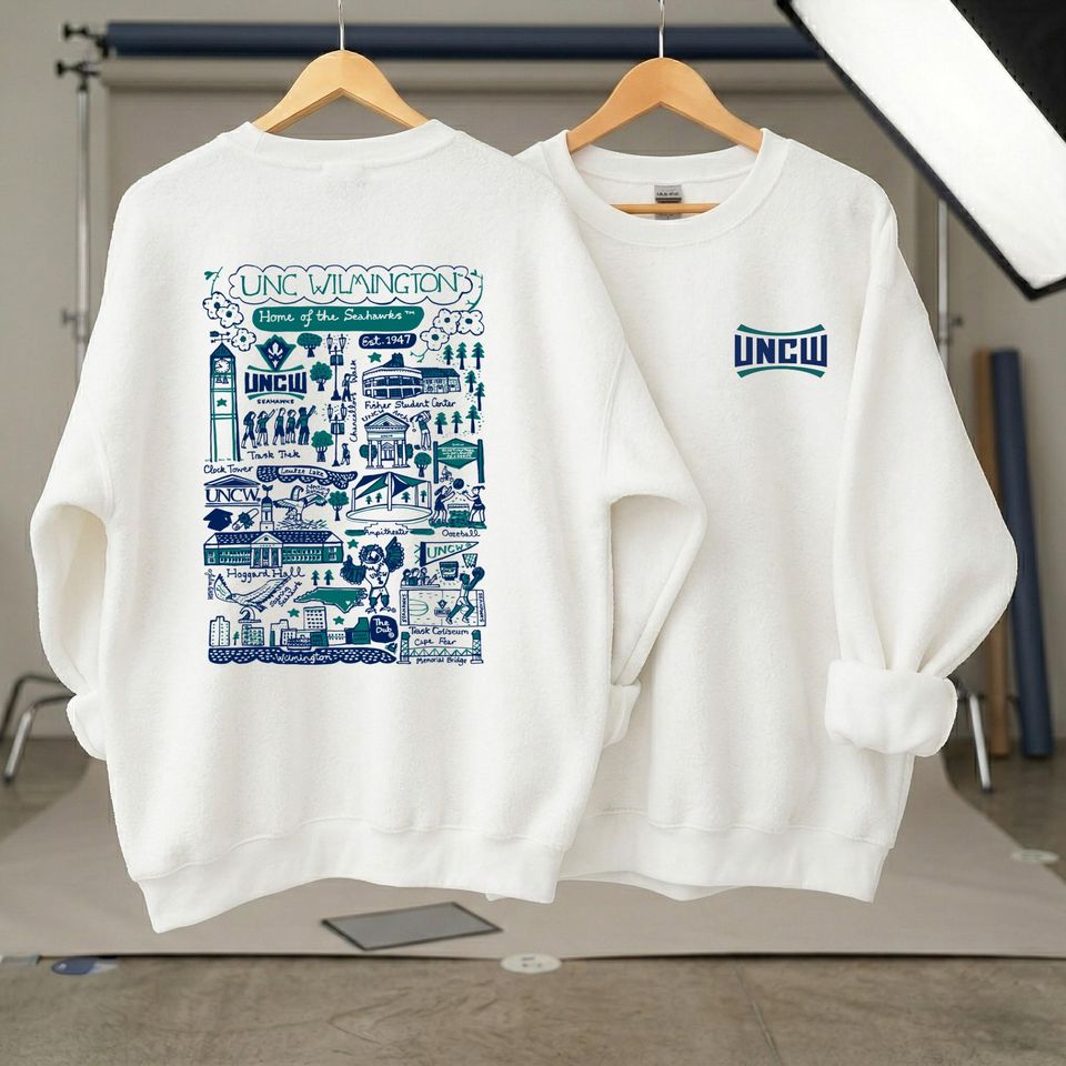 UNC Wilmington Custom Hand Graphic Sweatshirt, Personalized College GameDay Apparel
