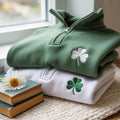 Embroidered Clover Quarter-Zip Sweatshirt, St. Patrick's Day Shirt