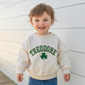Embroidered Custom Name Shamrock Toddler Sweatshirt, Lucky Baby Sweater, Irish Baby Sweater, St. Patricks Day Toddler Gift