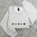 Embroidered Mini Shamrocks Crewneck: St Patrick's Day Irish Sweatshirt