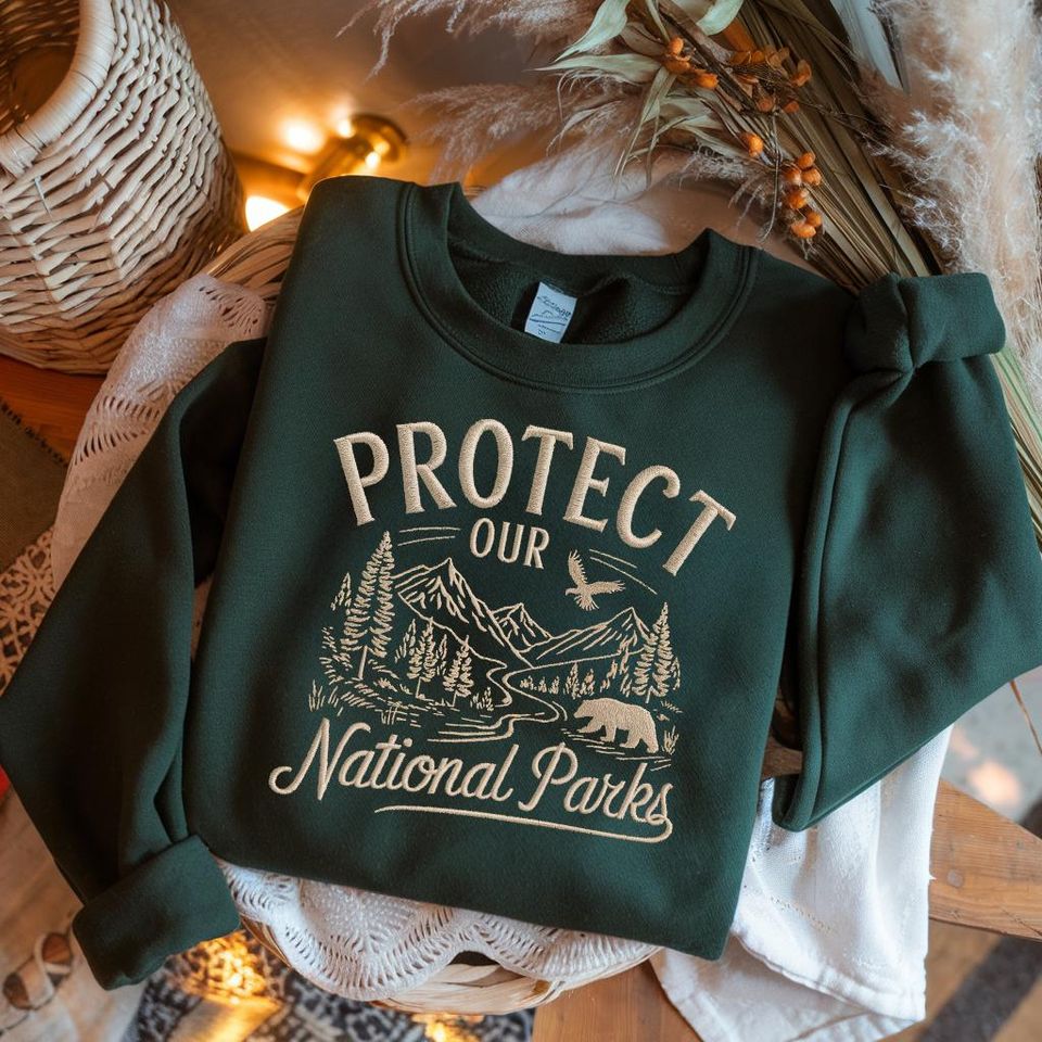 Embroidered National Parks Sweatshirt: Vintage Camping Shirt