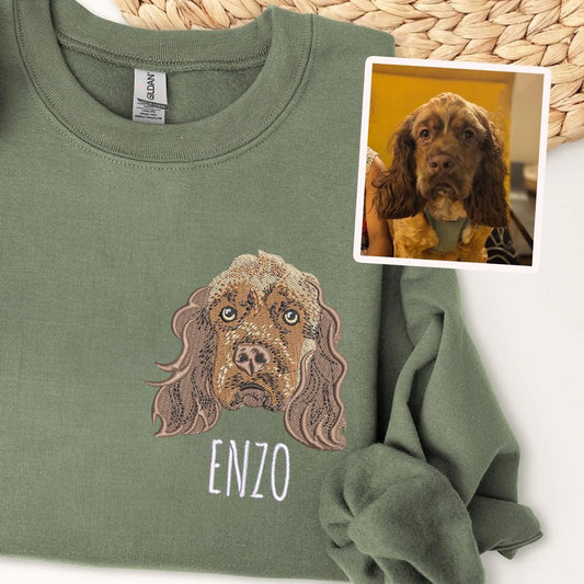 Custom Embroidered Pet Sweatshirt, Personalized Pet Face Sweatshirt from Your Photo, Gifts for Dog Lover