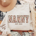 Custom Embroidered Nanny Sweatshirt, Nanny Floral Applique Sweatshirt, Nanny Sweater with Kids on Sleeve, Personalized Grandma Gifts