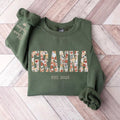 Personalized Floral Applique Embroidered Granna Sweatshirt,Granna Sweater,Granna Crewneck, Gift For Nana,New Grandma Gifts, Mama Mimi Hoodie