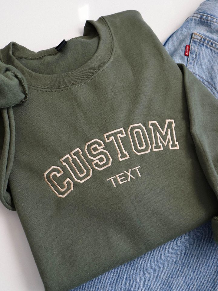 Personalized Embroidered Custom Text Sweatshirt,  Custom Letters Crewneck, Customized Embroidery Gift