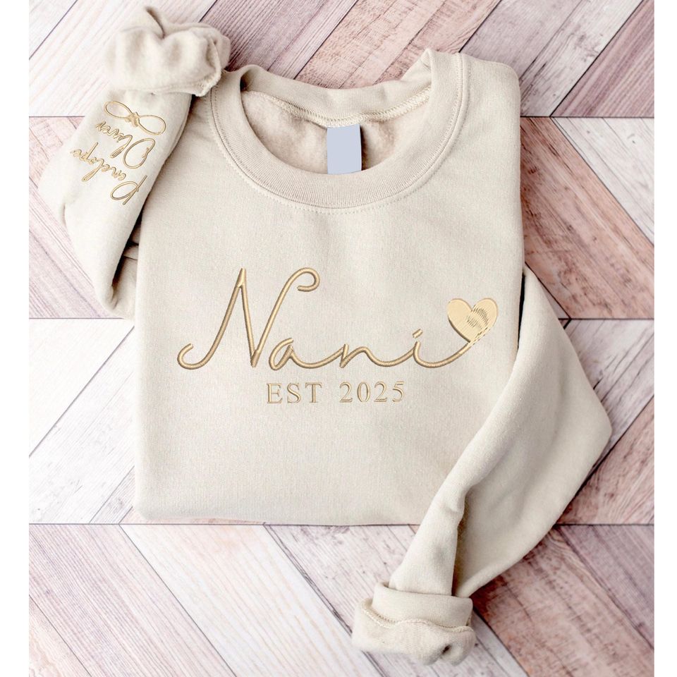 Personalized Nani Sweatshirt, Custom Nani Embroidered Sweater, Nani Crewneck, Mothers Day Christmas, Nani Gifts, Grandma Sweater