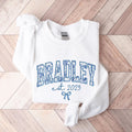 Personalized Last Name Bride Sweatshirt, Embroidered Applique Floral Shirt, Bride To Be Gift