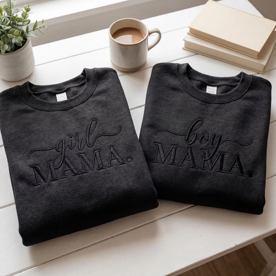 Mama Embroidered Sweatshirt, Minimalist Mom Crewneck, Boy or Girl Mama Gift for Mothers Day