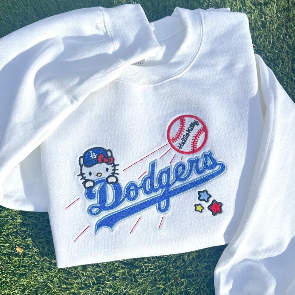 Embroidered Kitty Dodgers Sweatshirt - Original Design