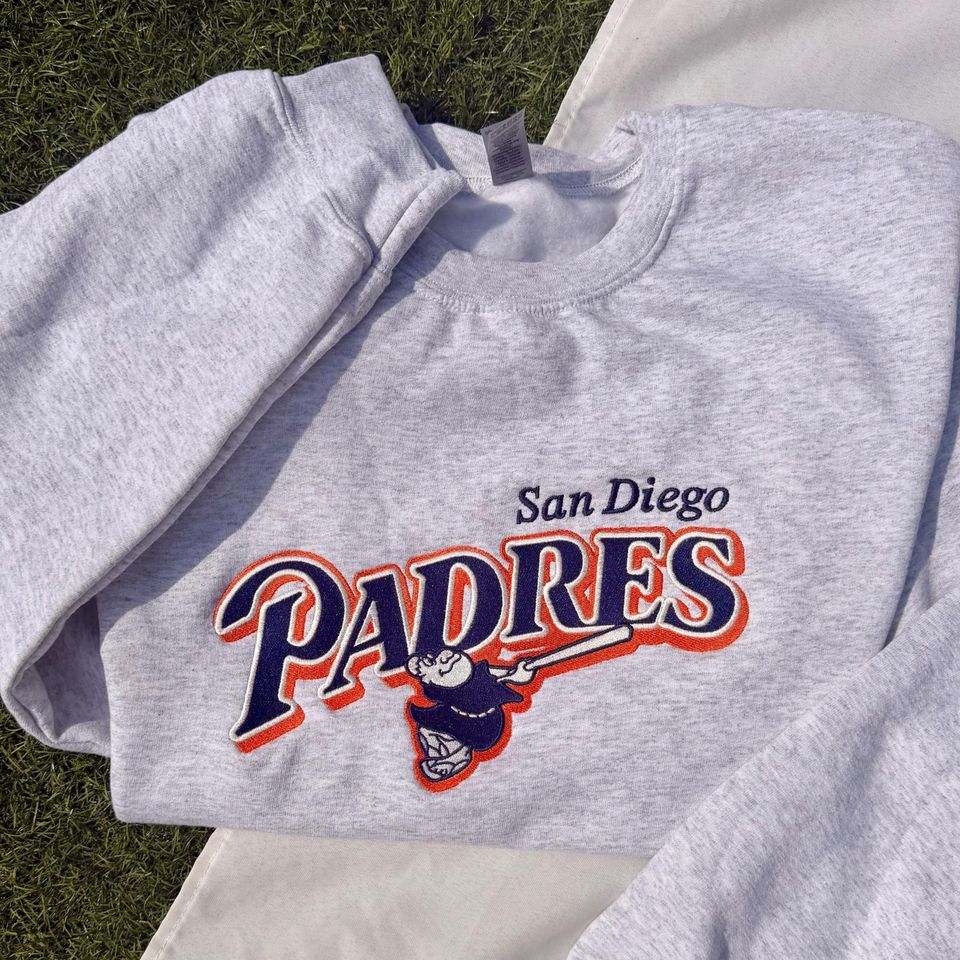 San Diego Padres Embroidered Crewneck Sweatshirt with Original Baseball Design