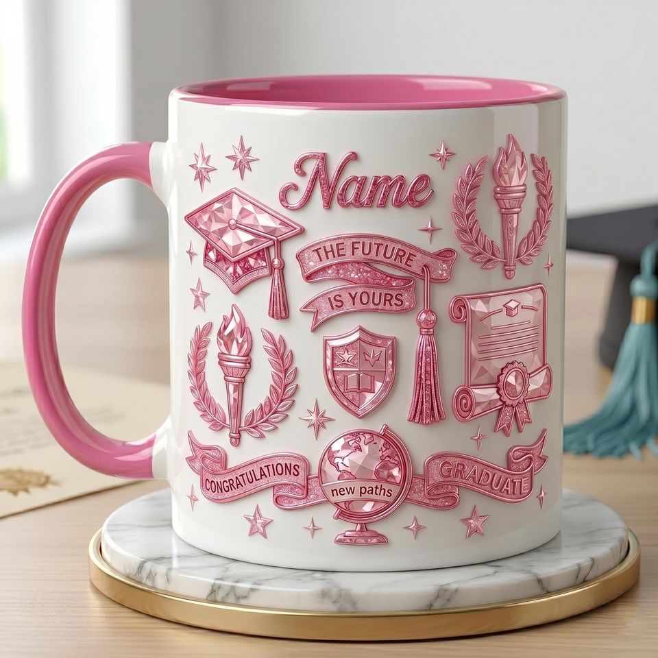 Personalized Graduation Mug Class of 2026 3D Embossed Accent College Gift