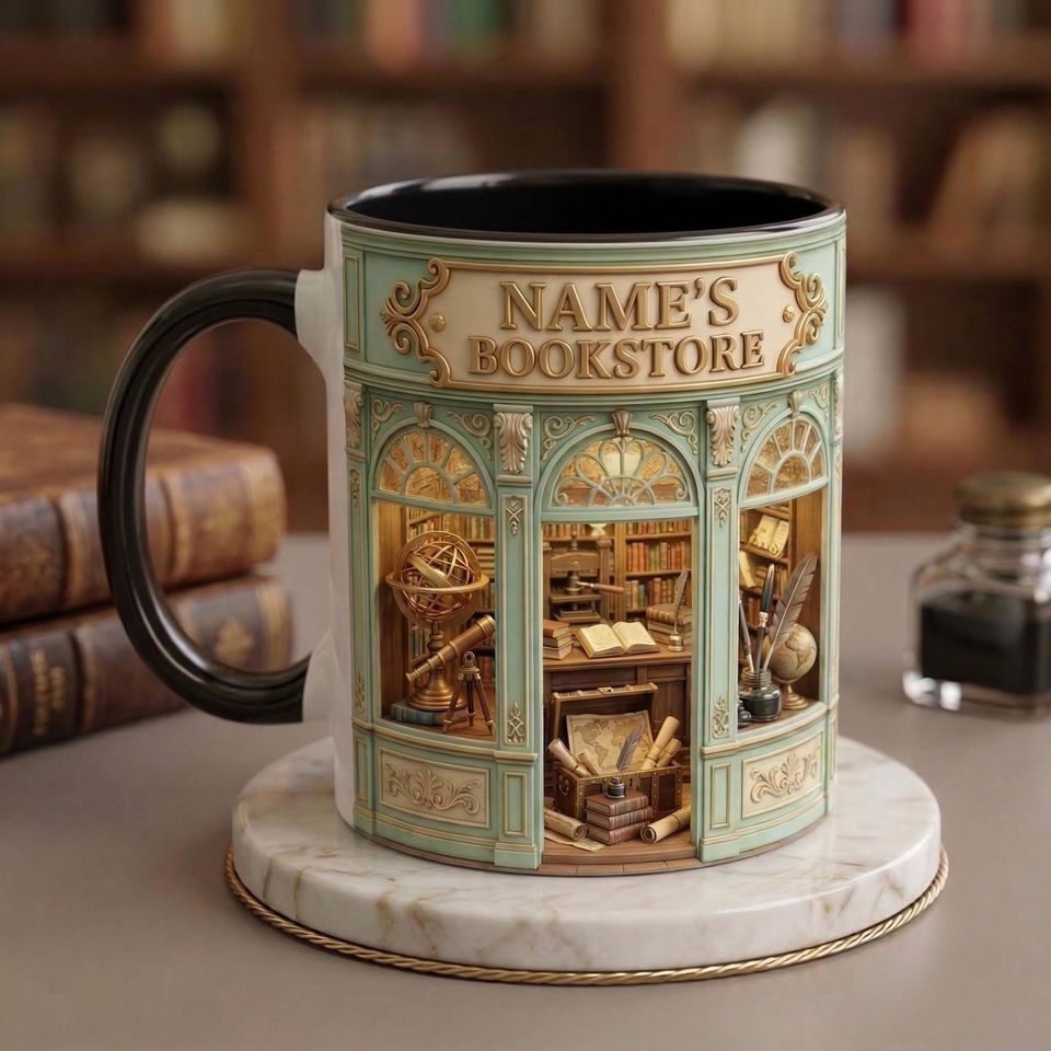 Personalized Library 3D Embossed Accent Mug