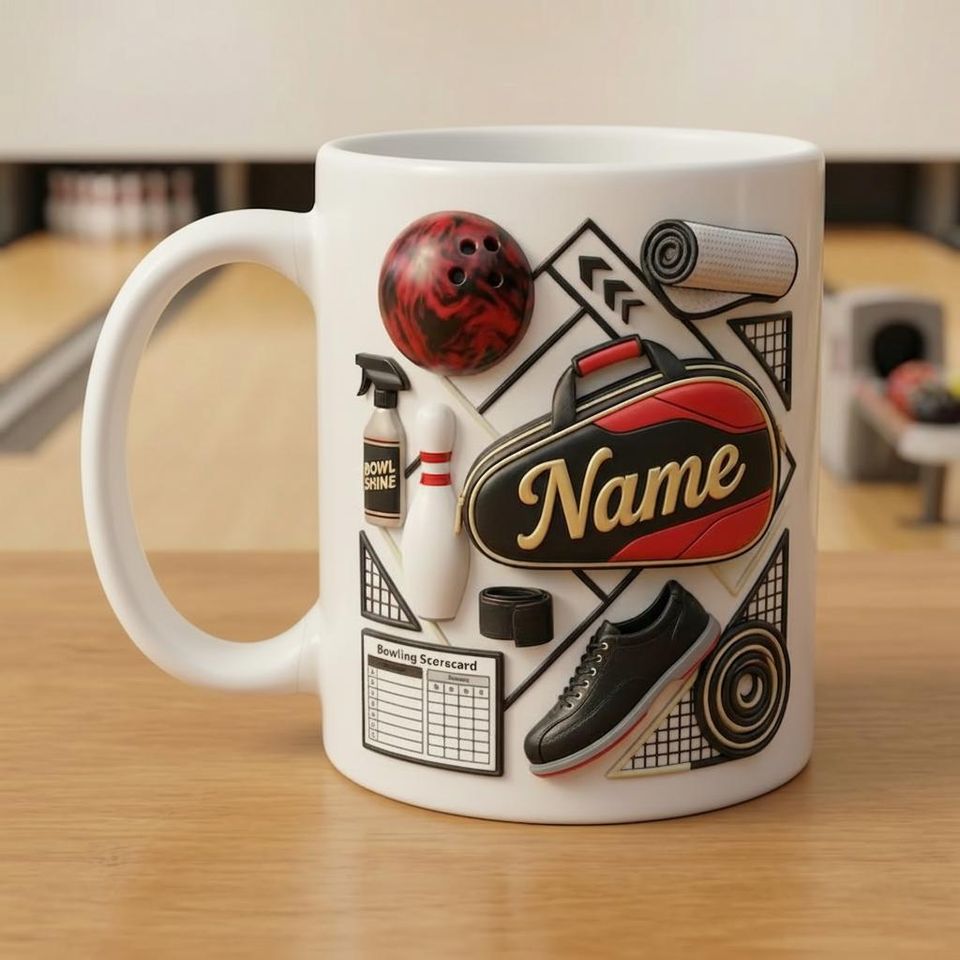 Personalized Bowling Mug - Custom Name Ceramic Coffee Cup