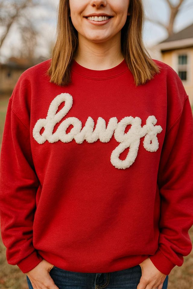 Customized Chenille Letter Sweatshirt for Team Sports and Spirit Wear