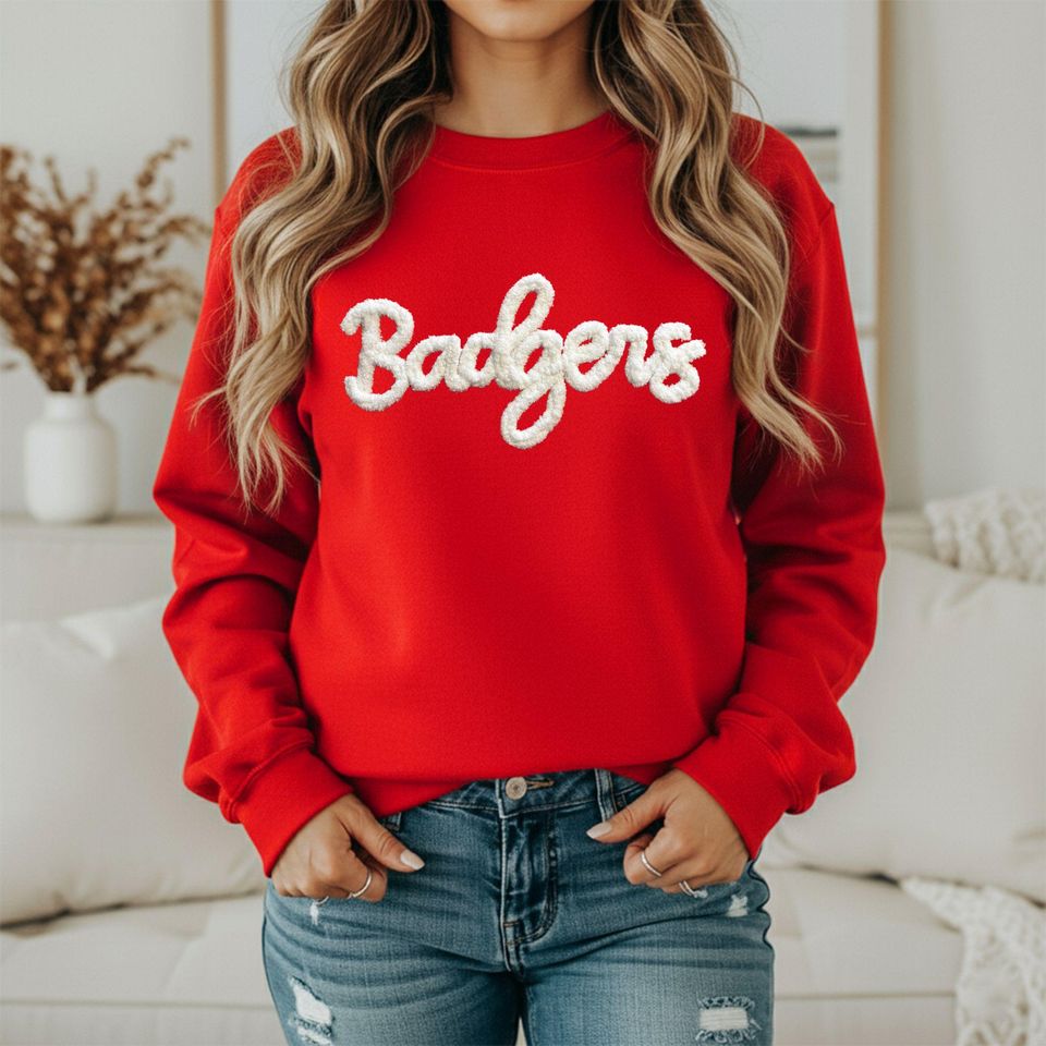 Badgers Chenille Embroidered Sweatshirt - Game Day Apparel