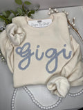 Chenille Yarn Embroidered Sweatshirt - Personalized Grandparent Top, Gigi Crew Neck, Mother's Day Gift