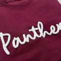 Custom Chenille Embroidered Sweatshirt with School Mascot and Personalized Text
