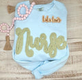 Chenille Yarn Embroidered Sweatshirt for Women | Nurse Design | Custom Yarn Embroidery Activewear