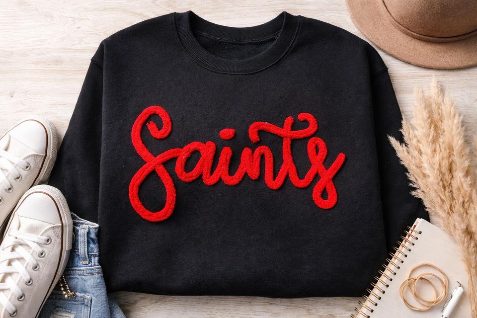 Chenille Yarn Embroidered Sweatshirt with Custom Personalization and Team Name Spirit Wear