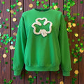 Chenille Yarn Embroidered Sweatshirt - Shamrock Design