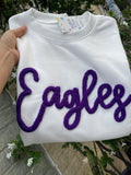 Custom Chenille Yarn Embroidered Sweatshirt with Team Spirit Patch