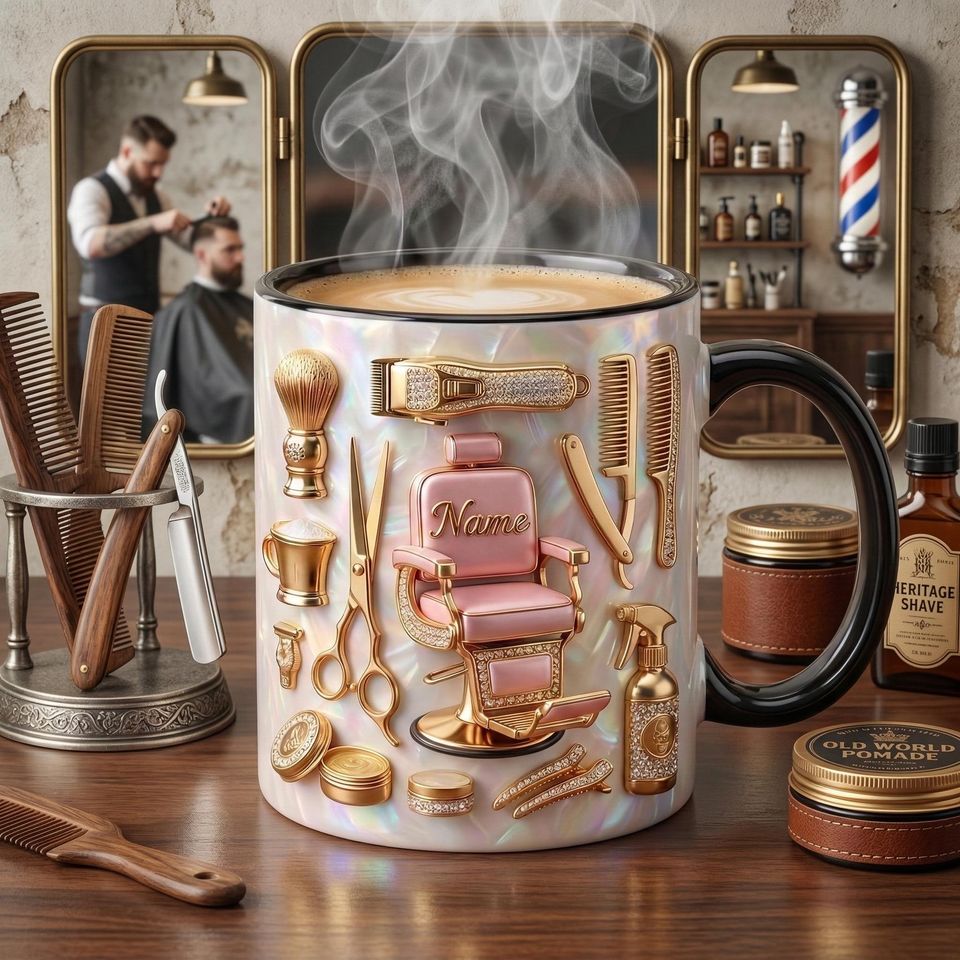 Personalized Hairstylist Barber Chair Mug 3D, Faux 3D Salon Owner Coffee Cup