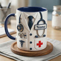 Doctor Faux 3D Accent Mug, Personalized Doctor Gift for Him, Custom Name Mug