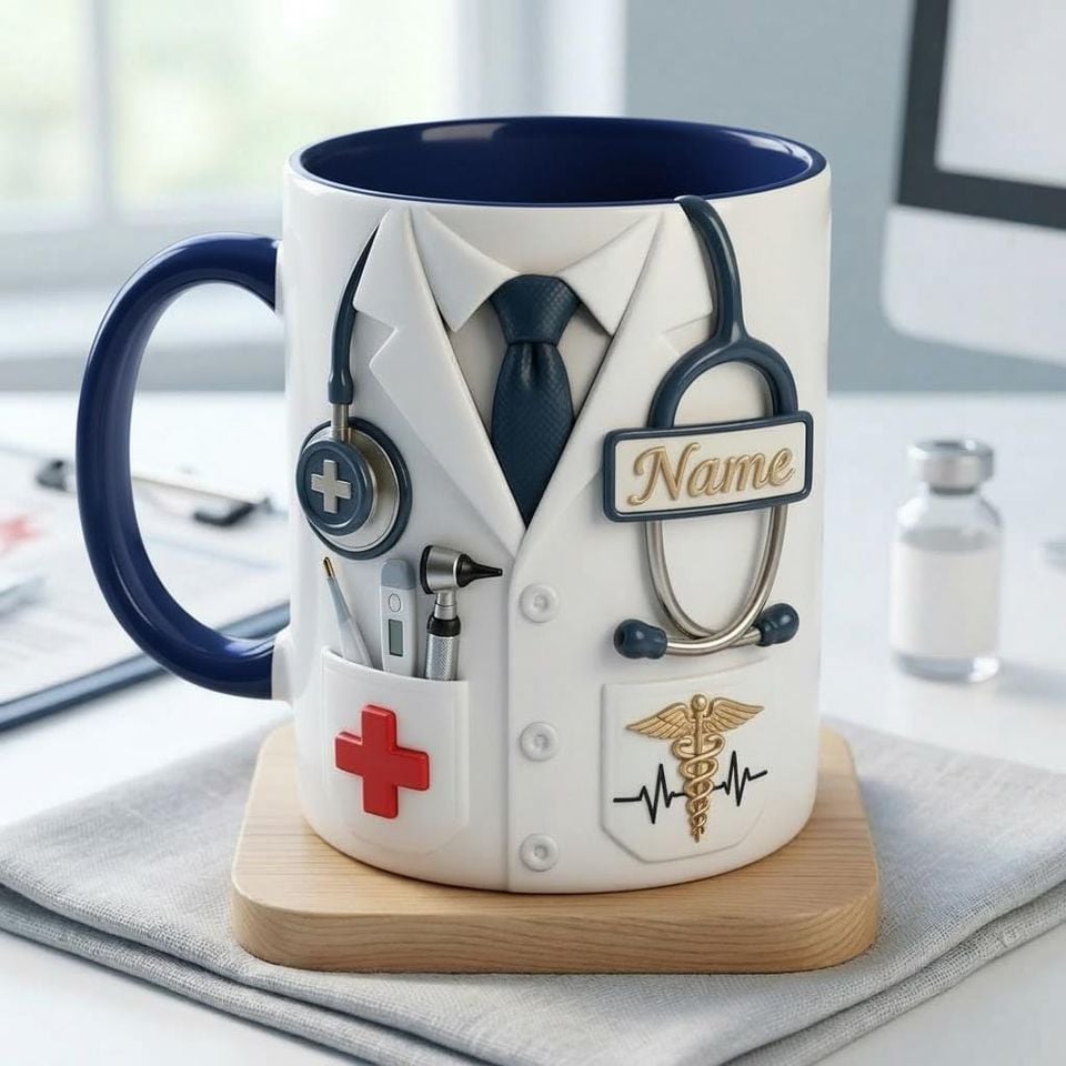 Doctor Faux 3D Accent Mug, Doctor Coffee Mug for Men, Personalized Gift Idea