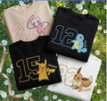 Personalized PKM Birthday Embroidered Sweatshirt, Family Matching, Custom Name and Age