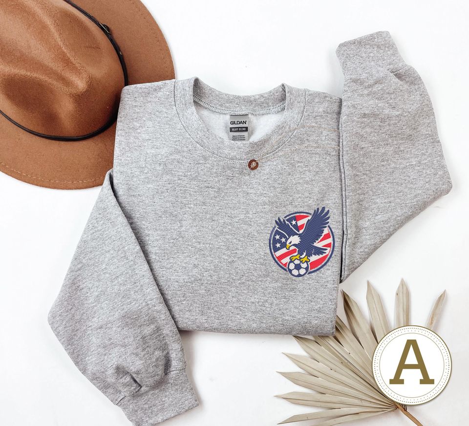Custom Eagle Embroidered Crewneck Sweatshirt