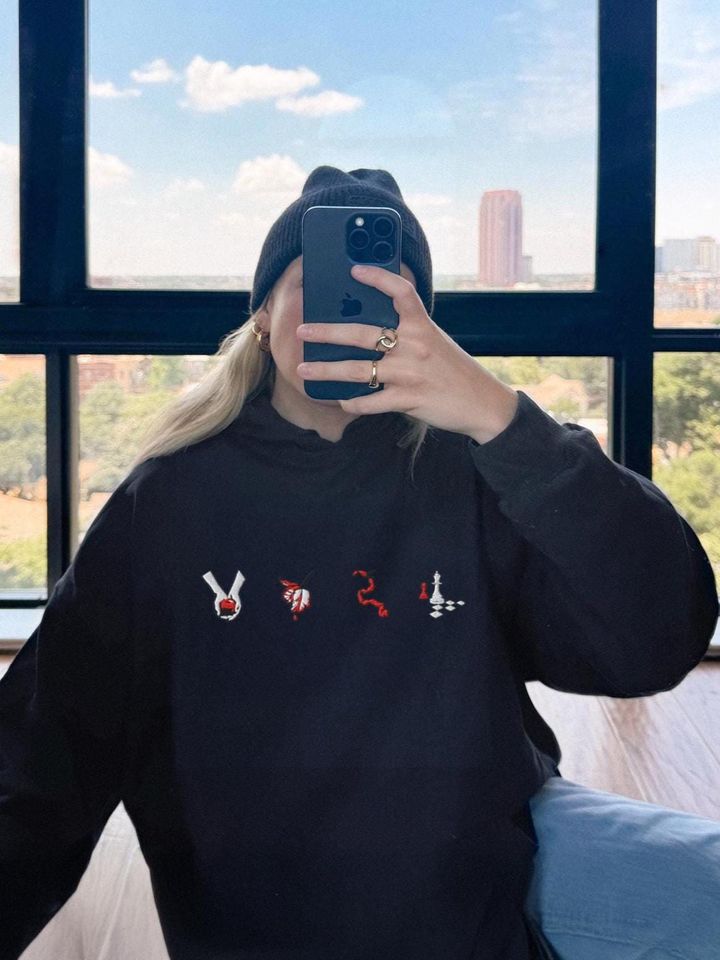Embroidered Book-Cover Hoodie, TTS Sweatshirt