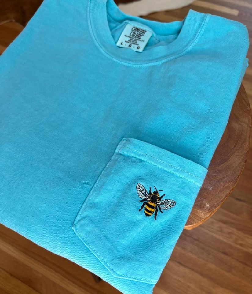 Bee Embroidered Pocket T-Shirt
