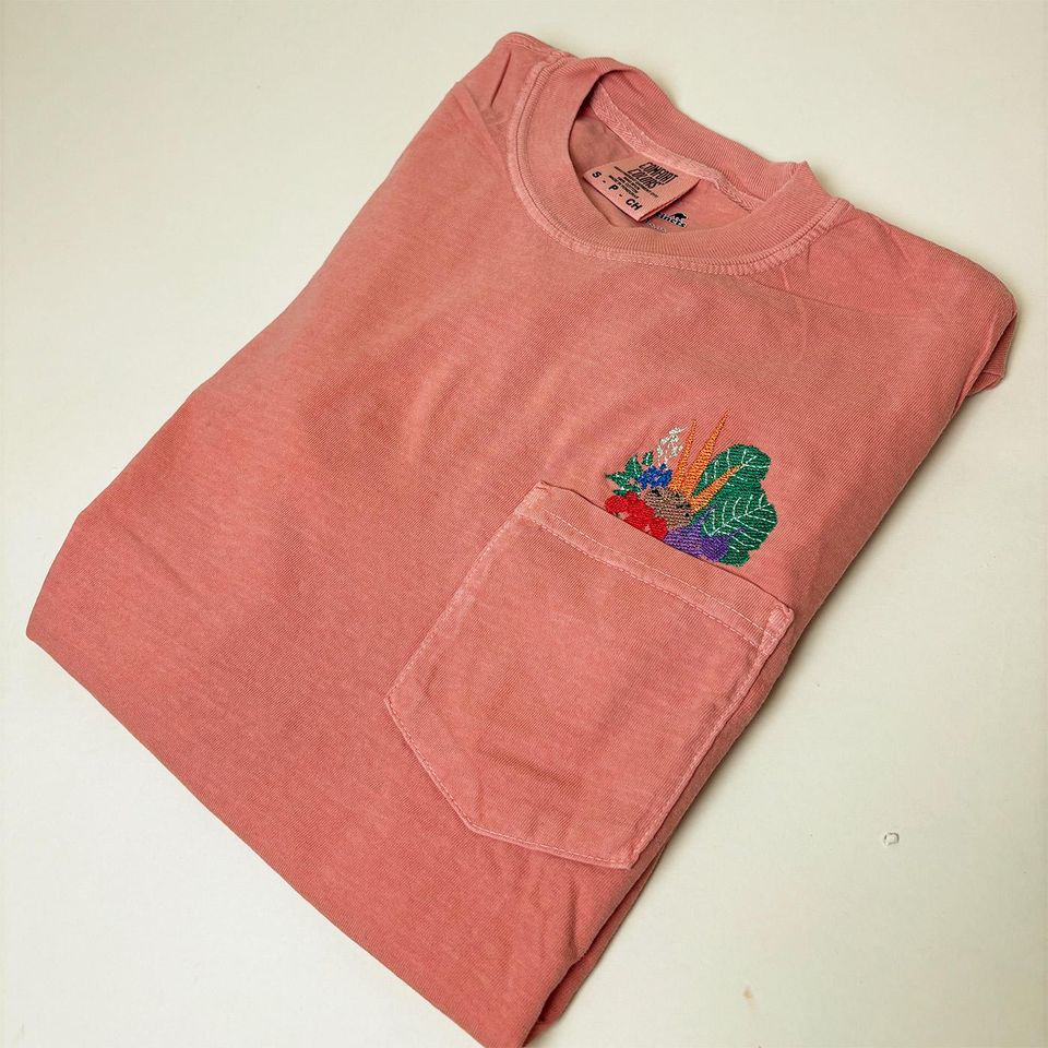 Embroidered Vegetable Pocket T-Shirt - Unisex