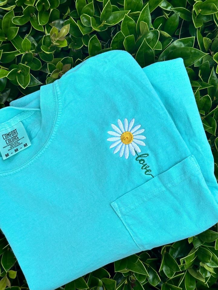Love Daisy Embroidered Pocket T-Shirt