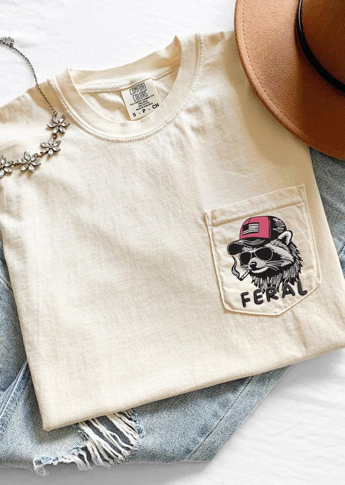 Unisex Embroidered Pocket T-Shirt - Feral