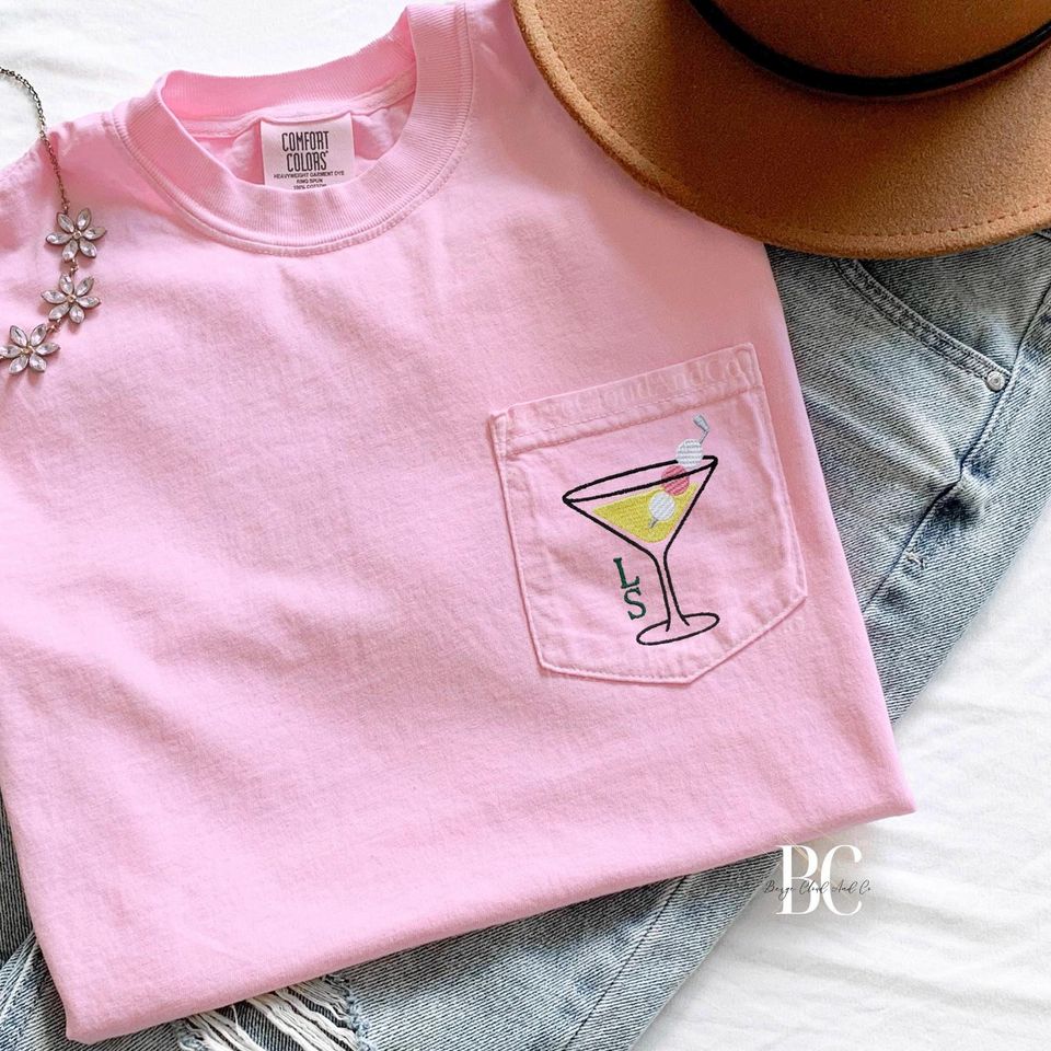 Personalized Golf Martini Pocket Tee with Embroidered Monogram
