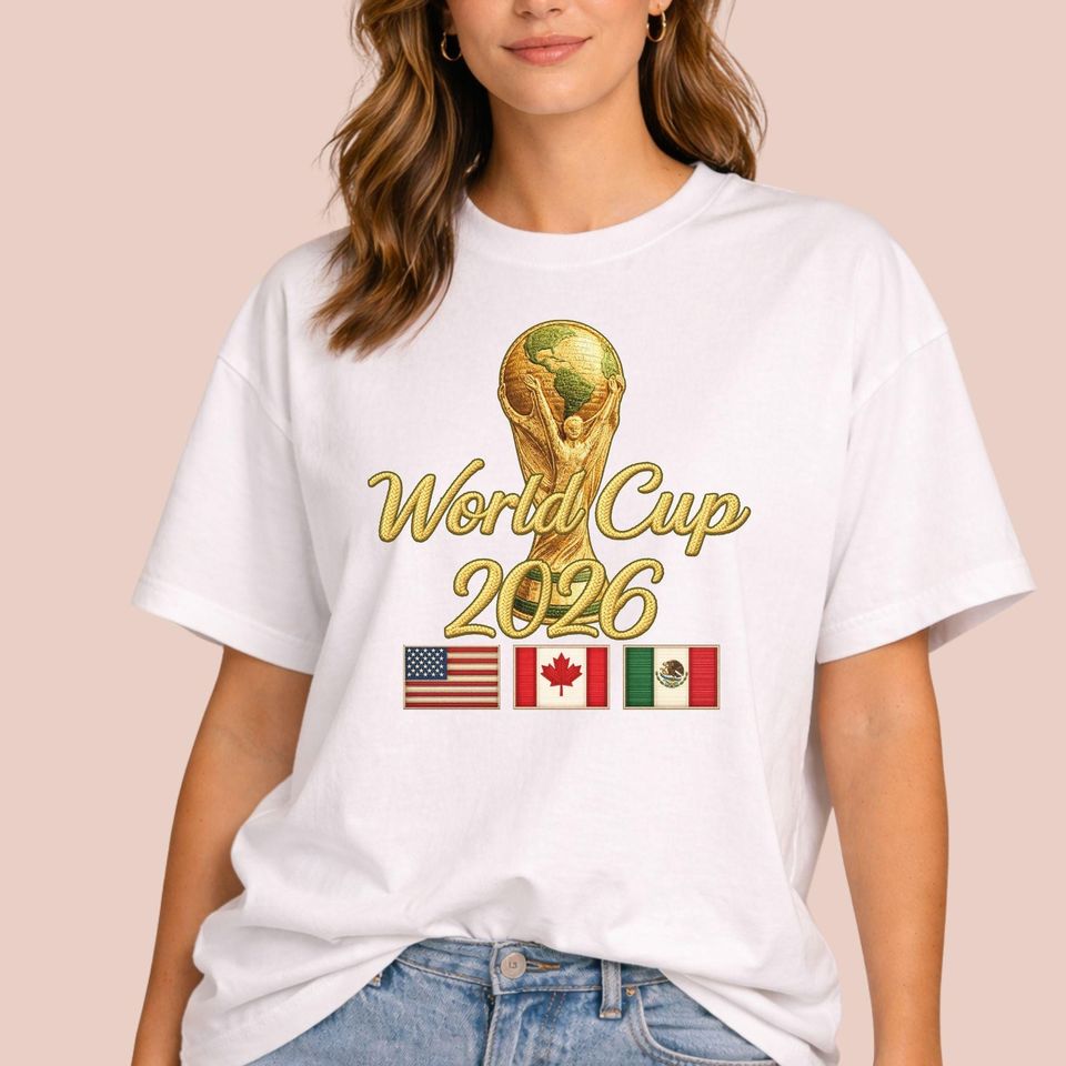 World Cup 2026 Embroidered Football, Embroidered T-Shirt