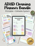 ADHD Cleaning Planner Bundle | ADHD Cleaning Checklist | Printable Cleaning Schedule |Home Cleaning Routine | Editable Canva Planner.