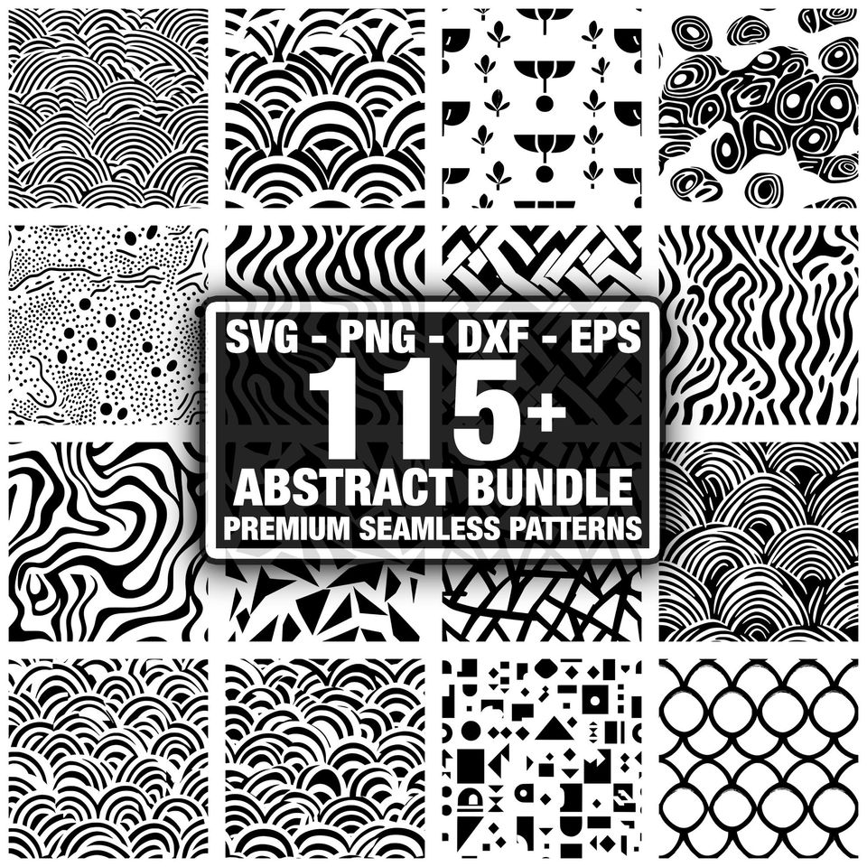 Abstract Shape Patterns SVG Bundle | Geometric Seamless Digital Paper Set for Fabric, Crafts, Printing & Design Projects