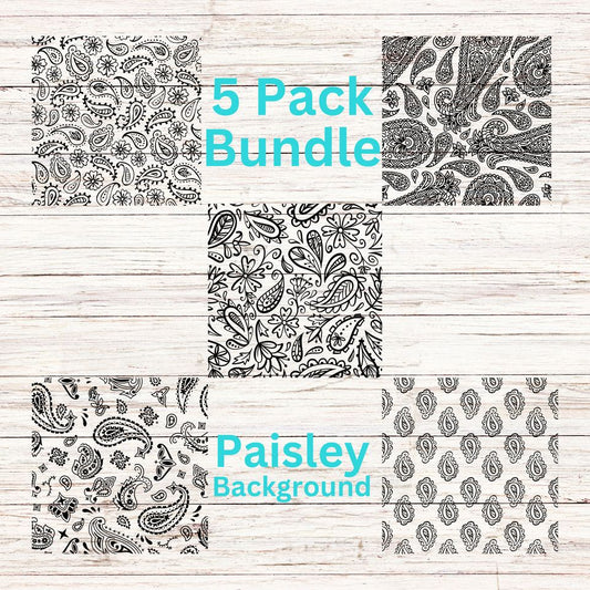 Paisley svg/png 5 Pack Western Pattern Bandana Print Digital Files Transparent Background