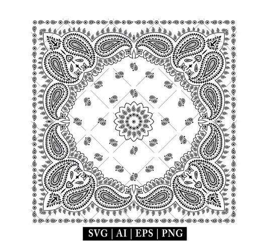 Paisley Bandana Vector: Printable Clipart (SVG, AI, PNG)