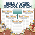 Back to School Build-A-Word Game Bundle, Printable Classroom Word Search Challenge Activity for English Class, Spelling, Homeschool