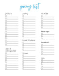Grocery List Printable, Grocery List Template, Grocery List PDF, Grocery List Template Printable, Grocery List By Department